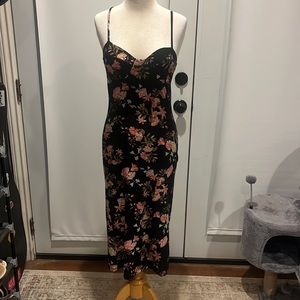 Black floral midi dress